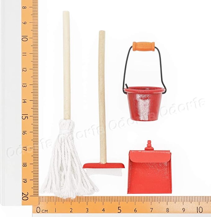 Odoria 1/12 Miniature Mop Bucket Cleaning Tools Dollhouse Decoration Accessories