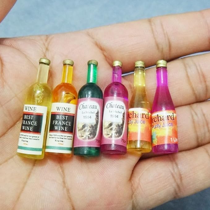 EXCEART 54pcs Miniature Wine Bottles for Dollhouse Ornaments Lovely Bottle Realistic Colors and Shapes for Home Decoration and Collecting Mixed Styles