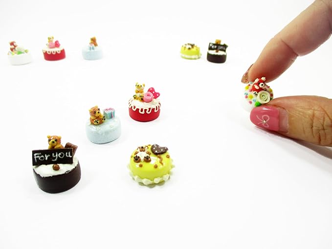 Dollhouse Miniature Food 1.5 cm 5 Mixed Tiny Bear Color Cake Dolls Bakery 15734