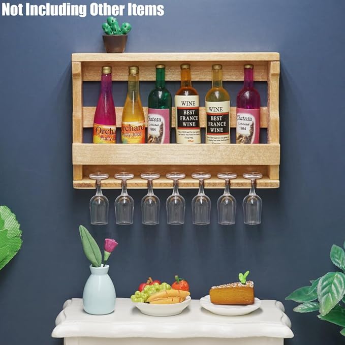 Odoria 1/12 Miniature Wine Bottle Rack with Glasses Dollhouse Decoration Accessories
