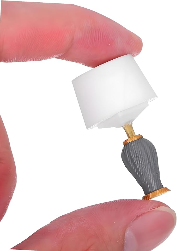 2 Pcs Miniature Table Lamp Models – 1:12 Scale European Design Dollhouse Furniture – Mini Bedside Lamps for DIY Desktop Decoration, Bedroom Diorama, Sand Table, Office, Study & Creative Ornaments