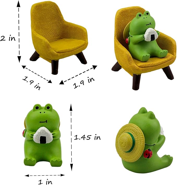 Refintural Miniature Frog Figurines Statue - Cute Frog Sculpture for Outdoor Fairy Garden and Desk Decorations - Adorable Frog Figurine Statue Decor for Plant Shelf Desk Office Bedroom(Yellow Sofa)