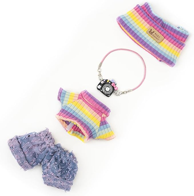 Clothes for Lububu 17cm Dolls(NO Doll) for Lububu Doll Outfits with Accessories Suit for Lububu Cute Stylish Dress Up Set Purple Pants