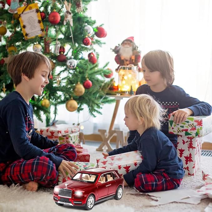 EROCK 1/24 Rolls-Royce Cullinan Model Car, Alloy Die Casting Collectible Pull Back Toy Car with Sound and Light for Kids Boy Girl Birthday Gift Cullinan Red