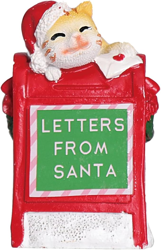 Christmas Village Accessories Ornaments Resin Christmas Village Sets Decoration for Xmas Festival Holiday (Cat Read Letter)