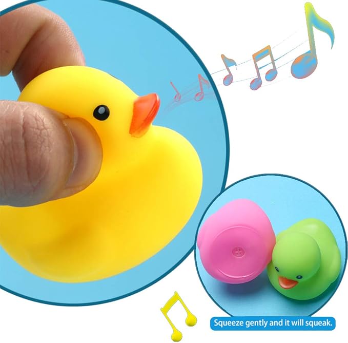 Bath Duck Toys 4 Pcs Colorful Rubber Duck Family Squeak Ducks Baby Shower Toy for Toddlers Boys Girls (Colorful Duck Family)