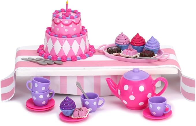 Sophia's 64 Piece Ultimate Dessert Tea Party Set for 18'' Dolls, Pink and Purple