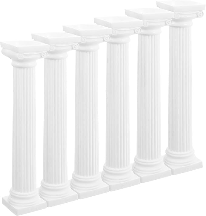 VICASKY Pillars Columns Pillar Column Greek Decoration Roman Decorative White Open Bookshelf Marble Plillars Garden Relief 6pcs Model Classic Table Decor Figure Architectural Sculpture Home DIY Crafts