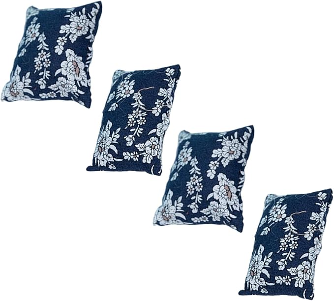 4Pcs Dollhouse Sofa Accessories for Miniature Settings, Blue Floral