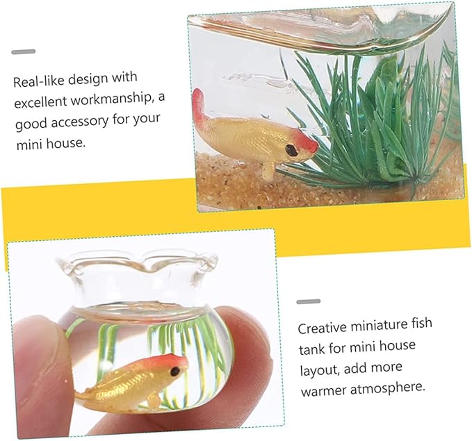 OATIPHO 2pcs Miniature Fish Bowl Decor Wear-Resistant Dollhouse Accessories for Tiny Aquarium Scenes Shapes Random and House Decoration