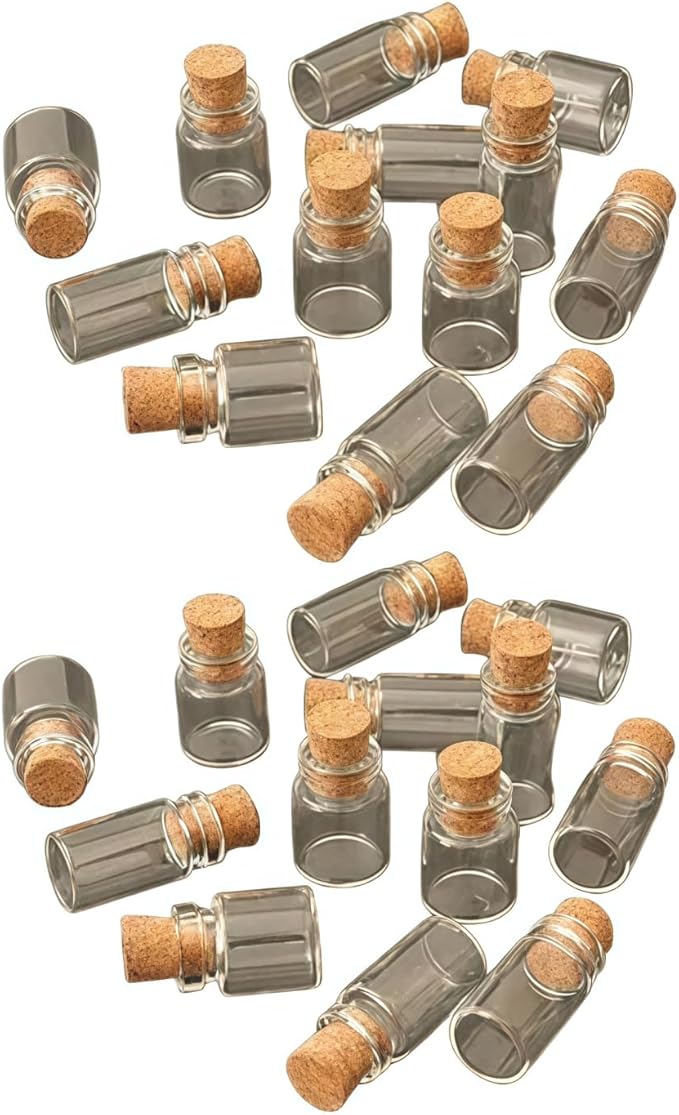 20Pcs Dollhouse Glass Jars Miniature: 1/12 Scale Glass Bottles Food Container for Kitchen Restaurant - Mini Canister Empty with Cork，Dollhouse Accessories，Dollhouses Décor