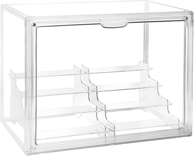 Clear Acrylic Display Case, 4 Tier Acrylic Blind Box for Figures, Dustproof Storage Organizer with Magnetic Door for Action Figures, Stackable Collectibiles Showcase for Doll Toy Car Model