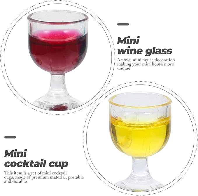 SUPVOX 1:12 Wine Glasses Miniature Resin Mini Beer Cups Drinking Water Cups Model Dollhouse Ornament Kitchen Miniatures Accessories 12pcs