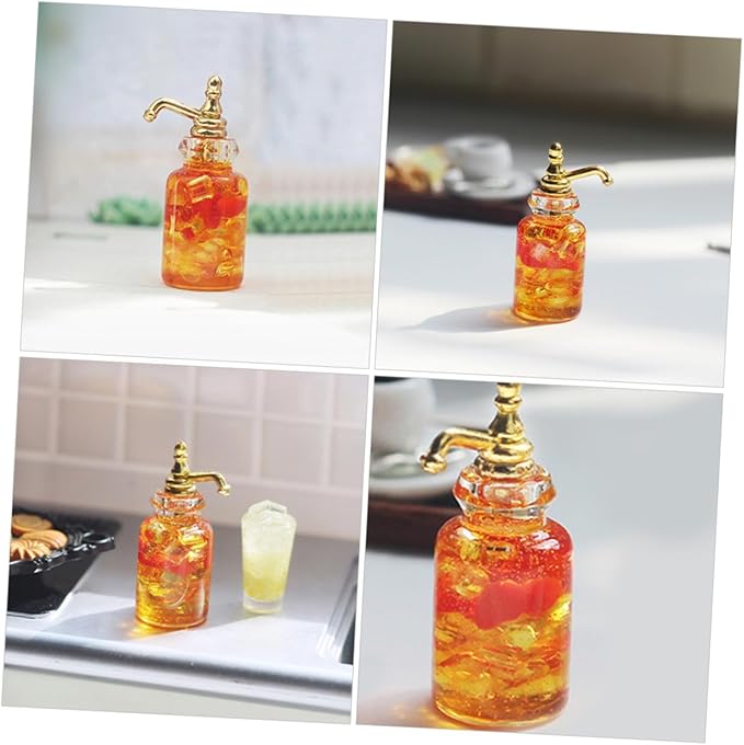 Generic Miniature Fruit Wine Drink Realistic Mini Glass Jar Beverage Bottles for Dollhouse Play Kitchen Accessories Reborn Doll Bottles Photography Props Micro Scene Decor