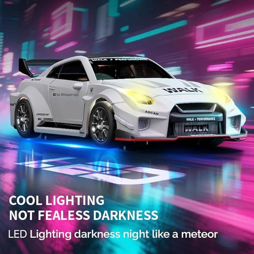 1:43 RC Drift Car D43-02 - 2.4G Full Proportional 4WD Alloy 20KM/H High Speed RC Racing Car with Gyro, Silent Bearings, Adjustable Speed & Lighting(Q10/Gray/D43-02)