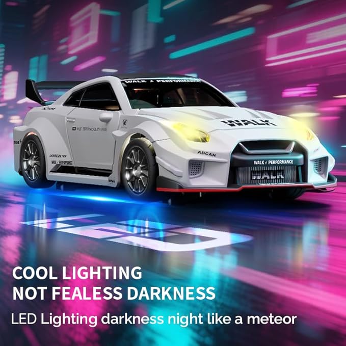1:43 RC Drift Car D43-02 - 2.4G Full Proportional 4WD Alloy 20KM/H High Speed RC Racing Car with Gyro, Silent Bearings, Adjustable Speed & Lighting(Q8/Blue/D43-02)