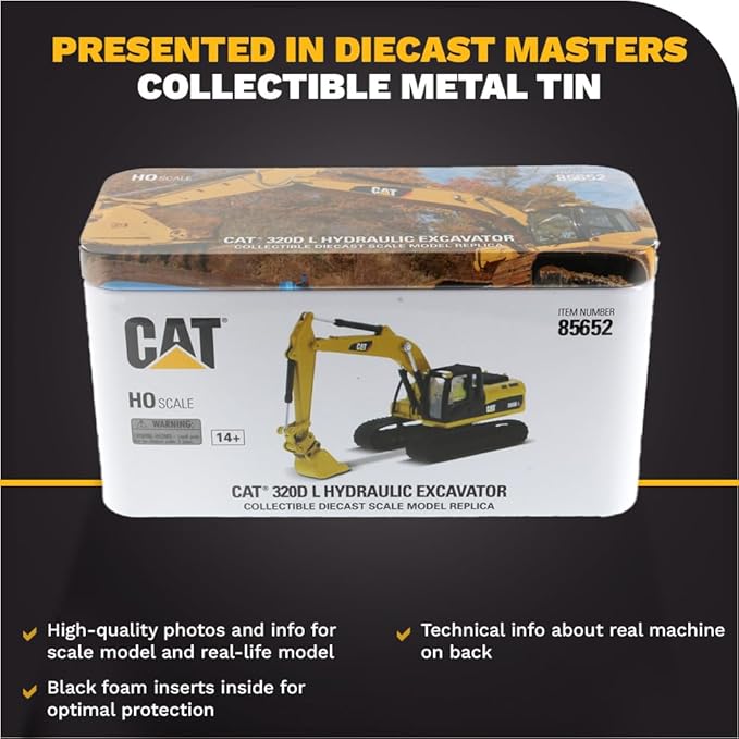 1:87 Caterpillar 320D L Hydraulic Excavator with Multiple Work Tools (Clean Up Bucket, Grapple, Hammer, and Multi Processor) - 85652 - High Line Series by Diecast Masters