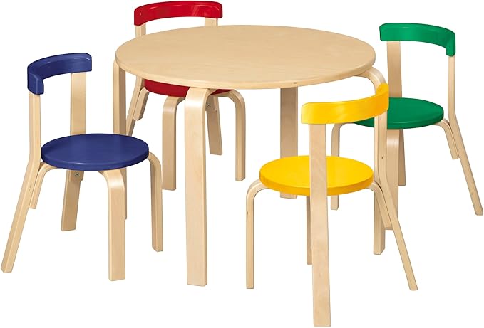 Bentwood Kids Table and Chairs Set, Kids Furniture, Assorted, 5-Piece