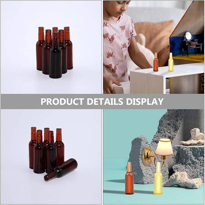 HOMOBABE 12pcs Miniature Wine Bottles Set for Dollhouse Decoration Tiny Beer Bottles Realistic Design for Miniature Scenes and Collectibles