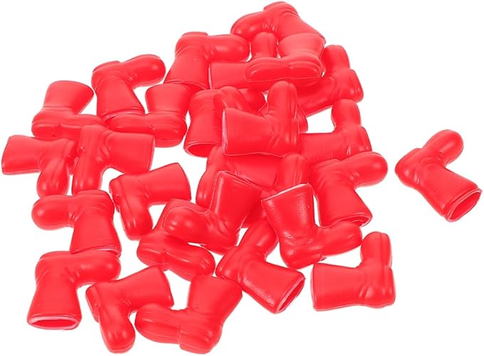 TOYZFRIENDY 100pcs Miniature Santa Claus Boots Cute Red Doll Plastic Rain Shoes for Christmas Table Centerpiece DIY Craft Projects Holiday Ornaments and Dollhouse Decorations