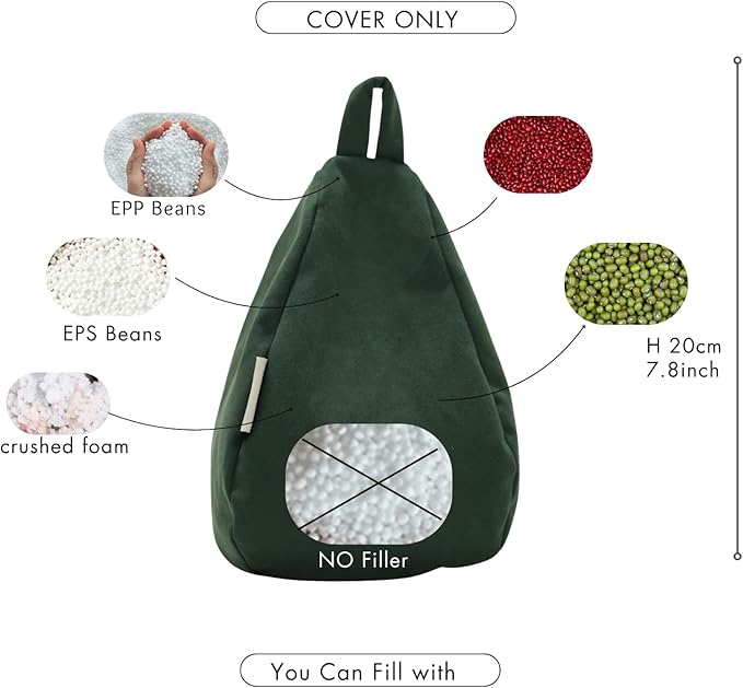 2pcs Cover of Mini Bean Bag Chair Cell Phone Holder (No Filler) Ultra Soft Micro Suede Anti Slip Miniature Bean Bag Couch Dark Green