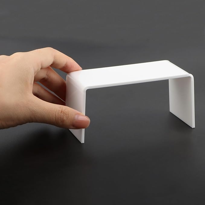 Dollhouse Furniture End Table 1:12 Scale Miniature Acrylic Tea Coffee Table Modern Waterfall Minimalist Style Accessories Mini Rectangle Ornament Decor Life Scene (White)