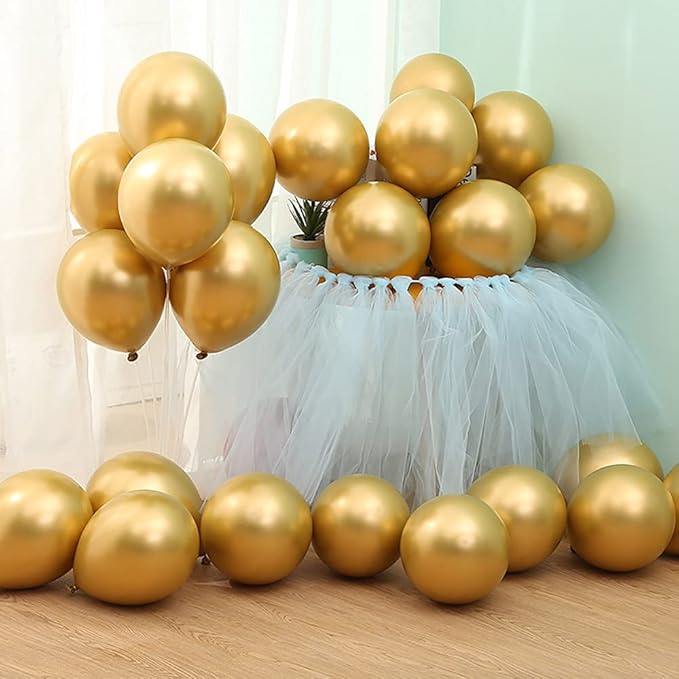 5 inch Metallic Gold Balloons, 100 pcs Thick Chrome Gold Latex Party Balloons (Metallic Gold)