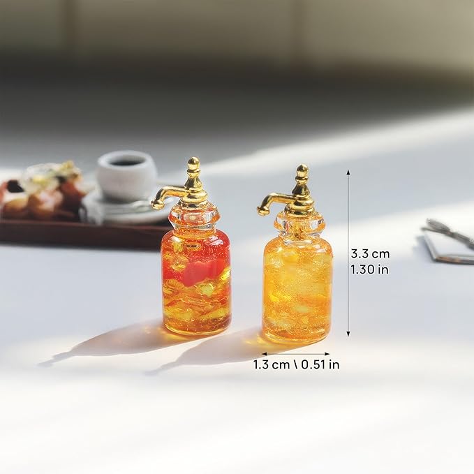 Miniature Beverage Bottles (2pcs): 1/12 Scale Glass Drink Bottles for Dollhouse Decor (Non-Edible)