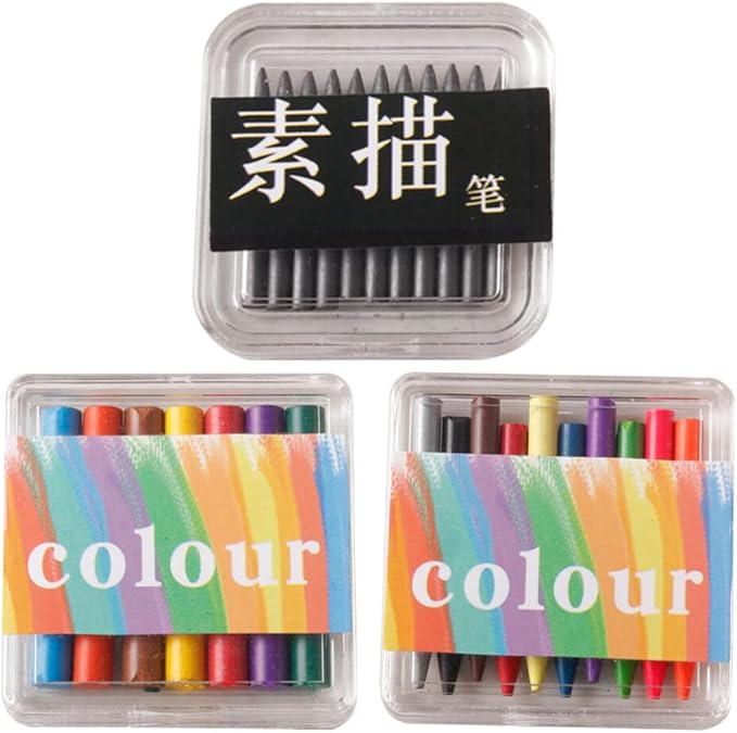 Alasum 3 Boxes of Mini Crayon Sets, Miniature Sketch Pencil Mini Drawing Colored Pencils Portable Color Party Favors Doll House Supplies, 3.50X3.50X0.70CM