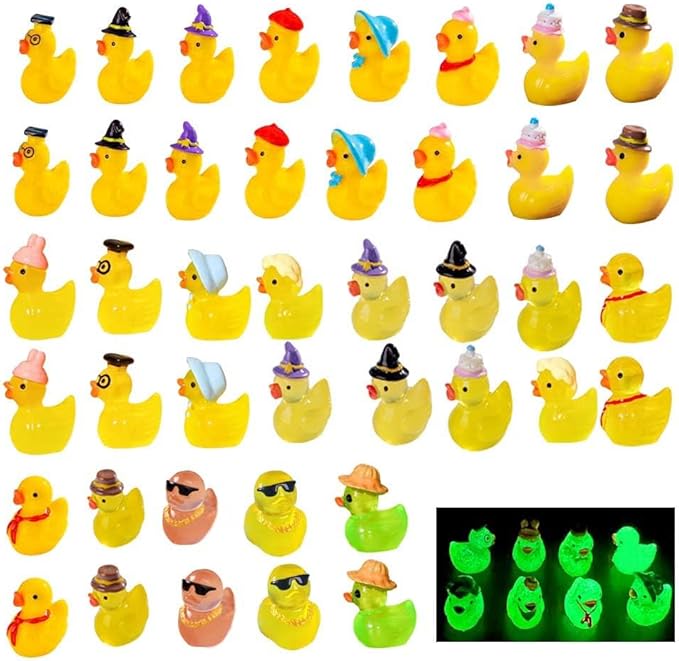 45 Pcs Multicolor Mini Resin Ducks, Little Ducks Figurines, Tiny Ducks to Hide, Small Miniature Ducks Figures Bulk for Fairy Garden, Dollhouse Decoration Micro Landscape Ornament
