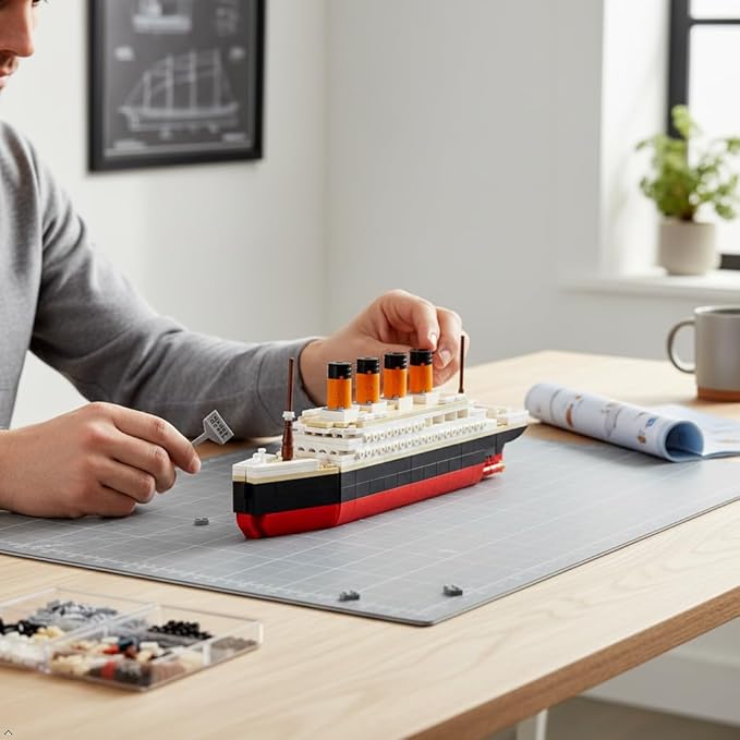 Brick Loot Titanic Building Set – 390-Piece Lego Compatible Ship Model Kit for Adults & Kids, DIY Mini Bricks 3D Puzzle STEM Toy, Collectible Display, Gift for Ship Lovers (Large)