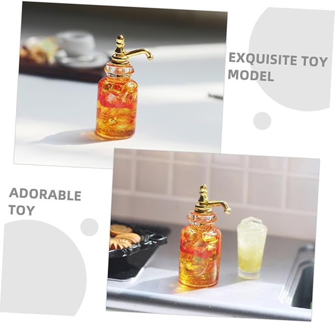 Generic Miniature Fruit Wine Drink Realistic Mini Glass Jar Beverage Bottles for Dollhouse Play Kitchen Accessories Reborn Doll Bottles Photography Props Micro Scene Decor