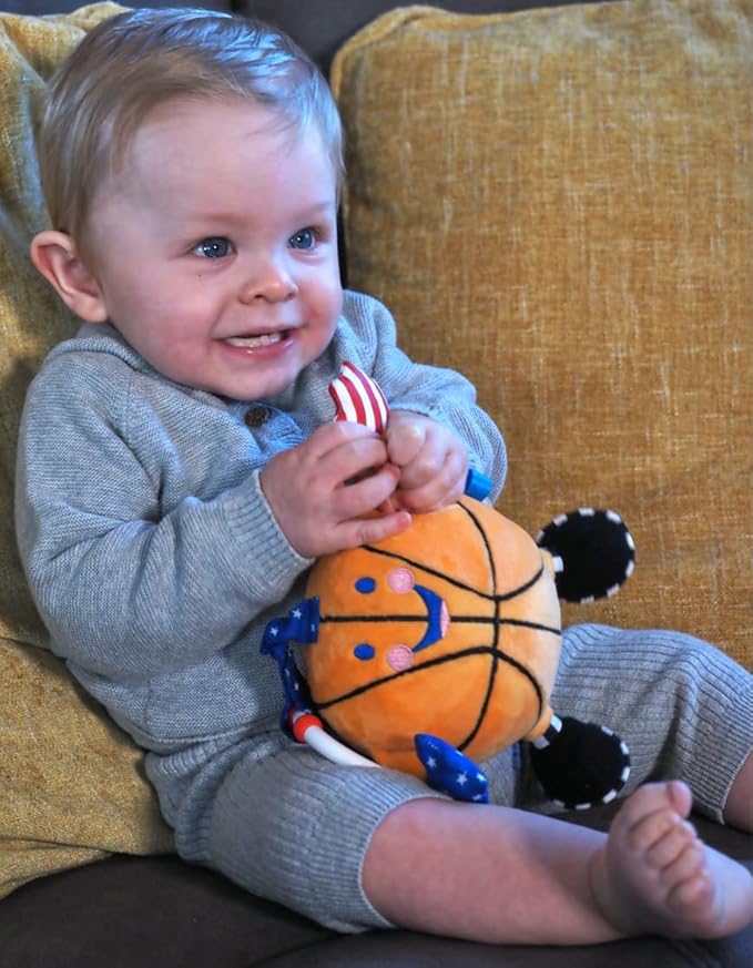 Newborn Baby Basketball | Ideal from Birth to 2 Years | Fantastic First Basketball | Play and Inspire Your Basketball Star | with Added Baby Sensory Features | LITTLE SPORT STAR Plush Toy Collection
