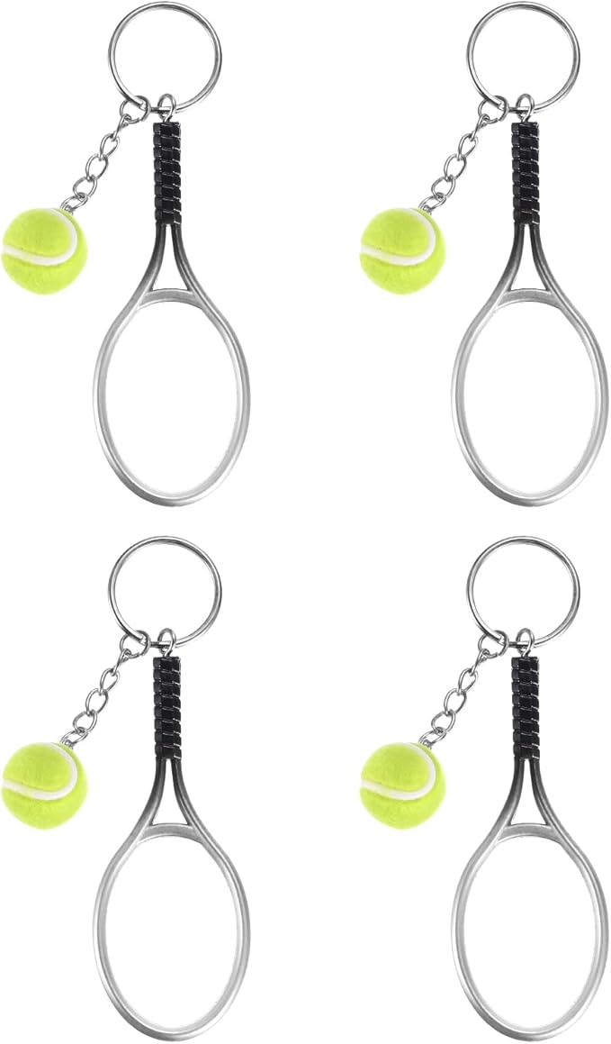 PATIKIL Tennis Keychain, Mini Tennis Racket Keychain Key Ring Tennis Ball Cute Sports Keyrings for Sport Lovers