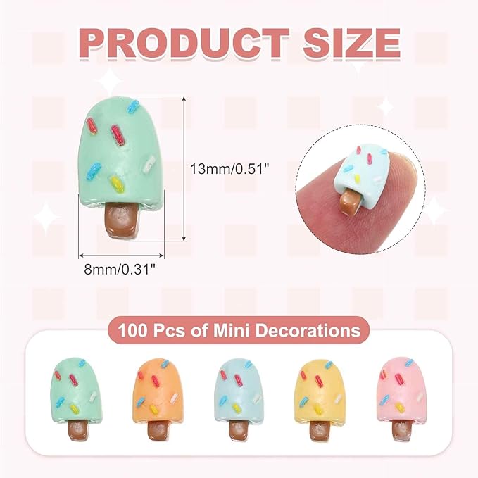 Mini Cute Ice Cream Decor, Miniature Doll Food Crafts for Dollhouse & Landscape & Mini Kitchen & Micro Fairy Garden & DIY Craft Decorations(Light Colors, 60pcs)