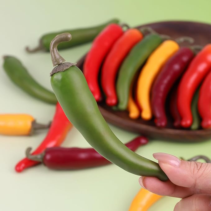 Gresorth 15pcs Artificial Lifelike Pepper Decoration Fake Vegetable Home Party Kitchen Table Food Show