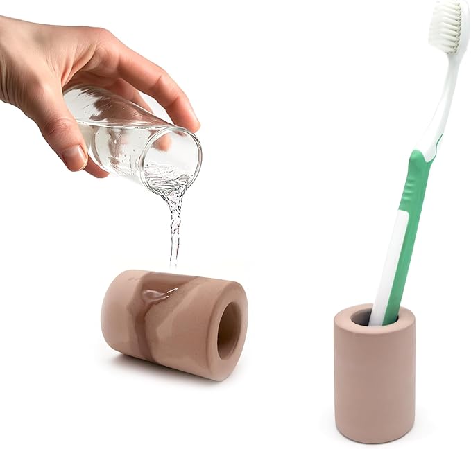 DiatZeno Mini Toothbrush Holders for Bathrooms - Diatomite Quick-Dry Organizer, Compact Portable Toothbrush Holder for Countertop, Shower & Travel Storage