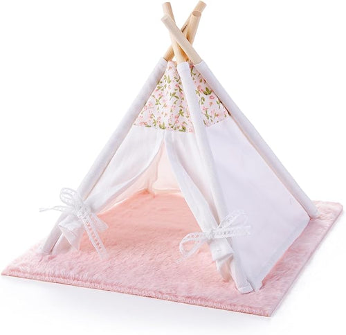 1:12 Dollhouse Camping Bed Tent, 1 Set Fairy Style Mini Pink Lace Tent with Carpet, Miniature Outdoor Furniture Accessories for Bedroom,Patio and Garden for Teens & Adults