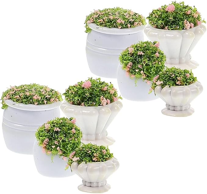 Abaodam 8Pcs Dollhouse Miniature Plants Mini Potted Plant Miniature Bonsai Plants Mini Flower Pots Scenery Landscape Plant Decor Dollhouse Decoration Greenery Ornament