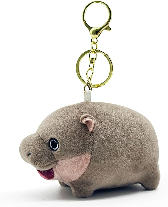 AGLOO Moo Deng Plush Keychain – Adorable Hippo Pendant Charm for handbags, Backpacks, Car Keys Christmas New Year Gift