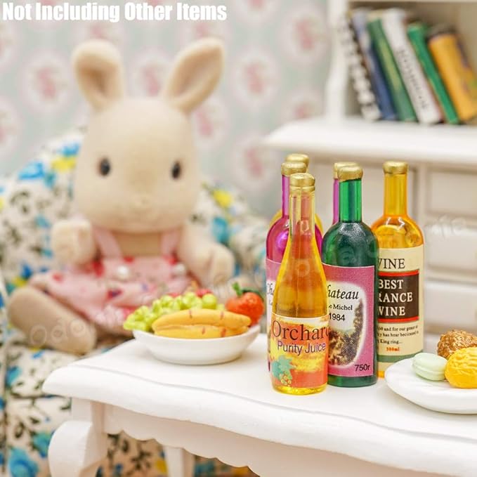 Odoria 1/12 Miniature Wine Bottles 6Pcs Dollhouse Decoration Accessories
