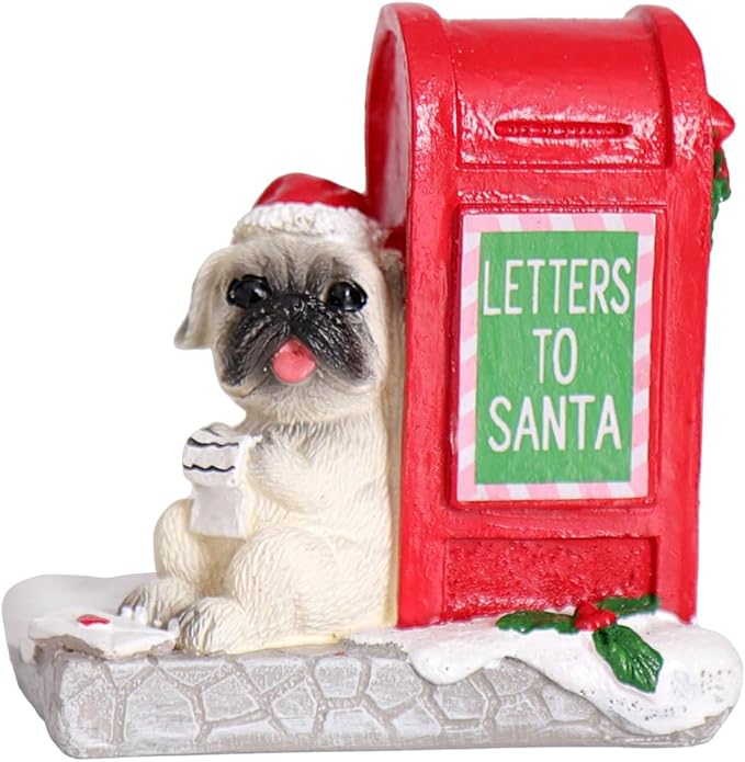 Christmas Village Accessories Ornaments Resin Puppy Read Letters from Santa Christmas Village Sets Decoration for Xmas Festival Holiday