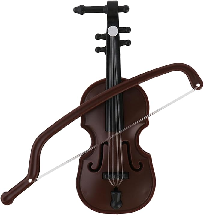 Worlds Smallest Violin Toy, 3.26 Inch Miniature Violin for Dollhouse Accessories, Tiny Desk Decor and Christmas Ornament