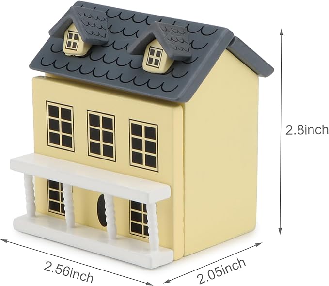 Miniature Cottage for Dollhouse Accessories Desktop Decor Wooden Mini House Storage Decoration Ornament Nice Present for Miniature Lovers (Yellow)