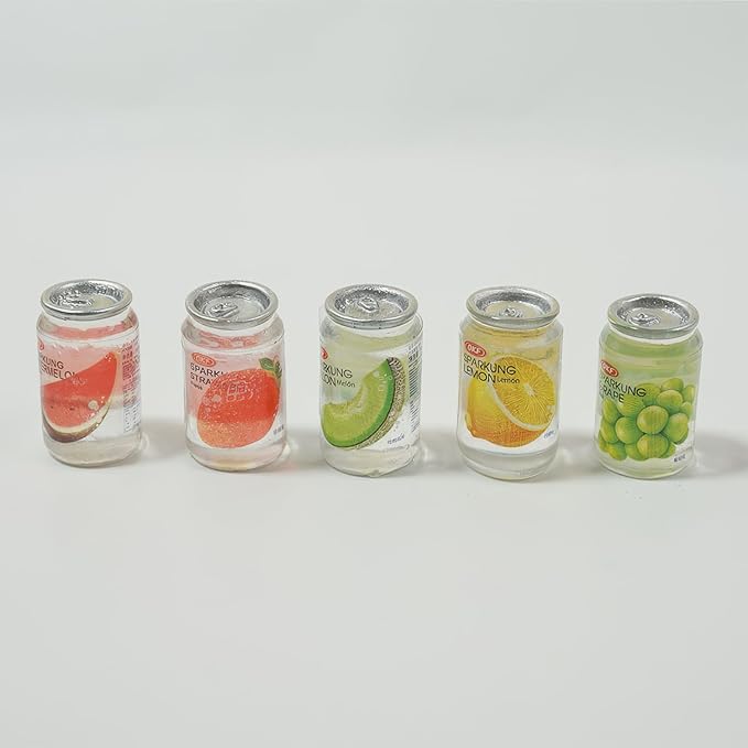 10 Miniature Fruit Juice Cans, Dollhouse Miniatures Food, Realistic Mini Drink Cans, Dollhouse Kitchen & Fridge Decor