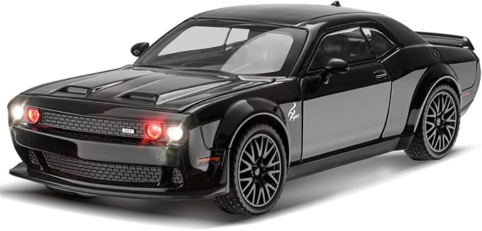 SASBSC Toy Model Car for Kids 1: 32 Scale Challenger Die cast Metel Toy Cars for Pull Back Model Car with Sound and Light Toy Birthday Gifts for 3+ Year Old Boys and Kids