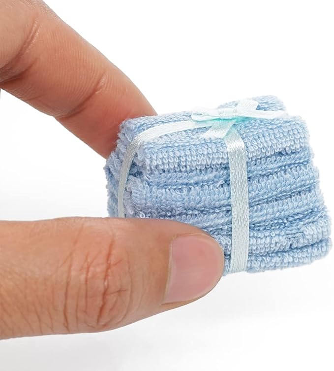 Odoria 1/12 Miniature Bathroom Towels Dollhouse Decoration Accessories, Blue