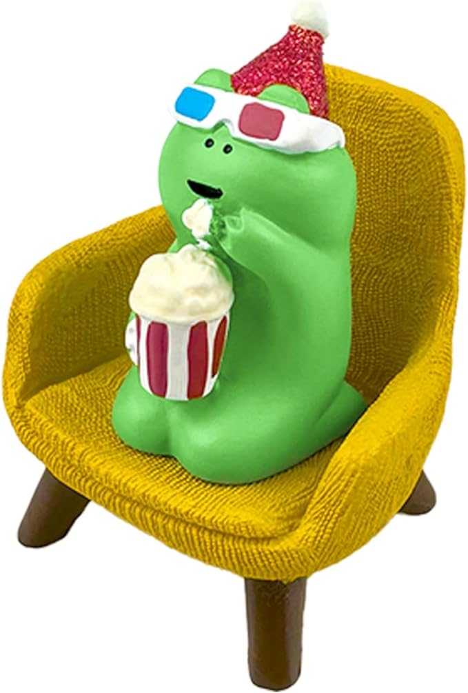 Cute Popcorn Miniature Frog Figurines - Funny Frog Sculpture for Shelf, Desk Decoration - Frog Desk Accessories for Frog Lovers (Yellow)