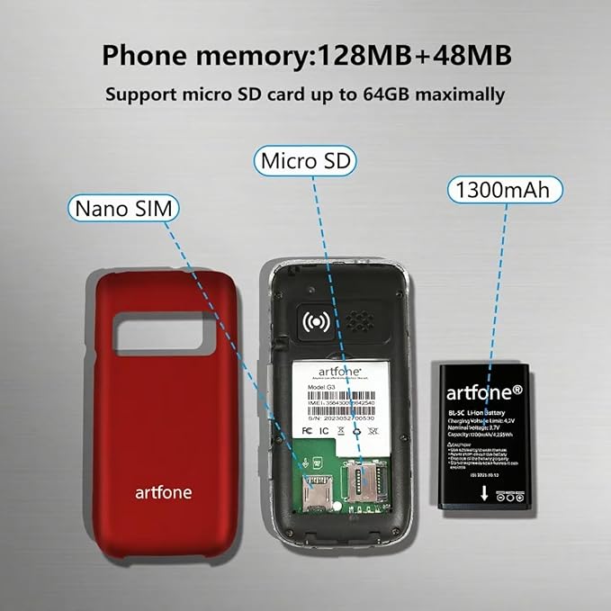 artfone G6 Pro Red - 4G LTE Flip Phone Unlcoked丨Cell Phone for Seniors丨2.4" Dual-LCD丨SOS Button丨Loud Speaker丨Camera丨Charging Dock丨Talking Clock丨Speed Dial丨 Hands-free丨Dumb Phone丨Caller-ID丨Large Fonts