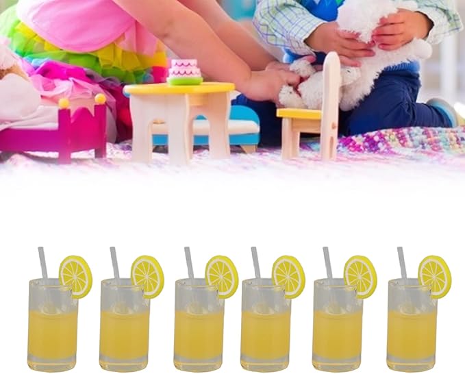 LBEC Miniature Lemonade Glasses, Resin Pack of 20 Dollhouse Lemonade Glasses for Decoration